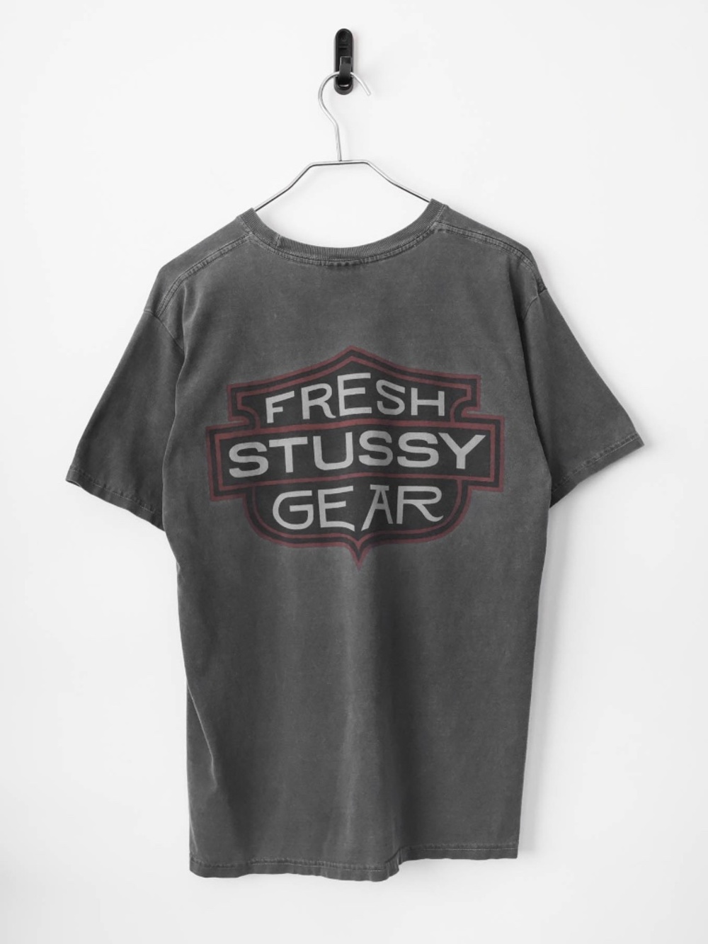 Rare Vintage Stussy Fresh Gear Harley Logo Sun Faded Pocket T-Shirt